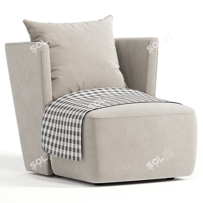 Elegant Grey Fabric Armchair 3D model image 5