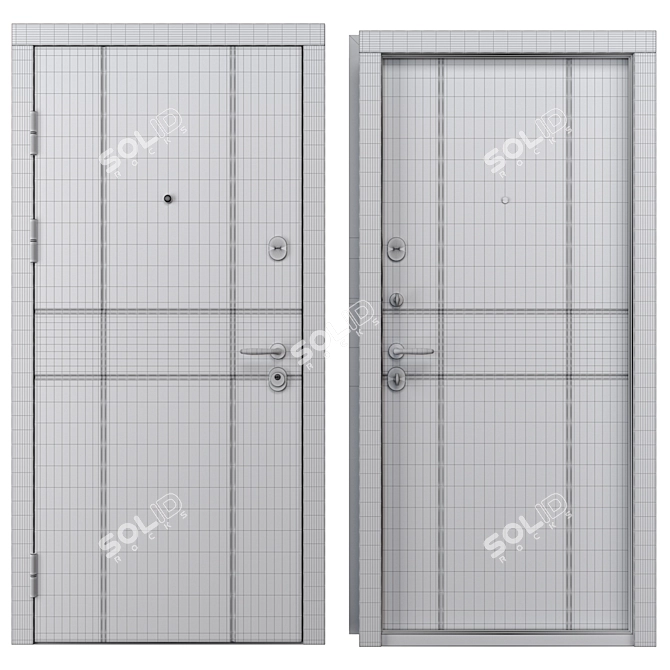 Stylish Metal QDoors Entry Door 3D model image 4