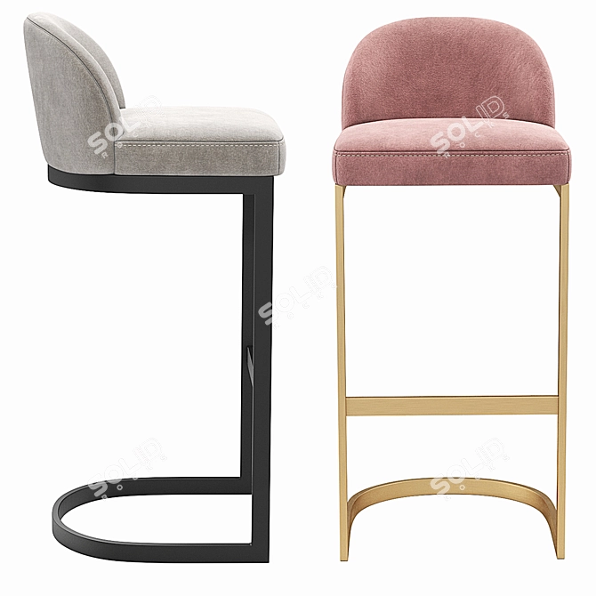 RH 1960S Rome Velvet Bar Stool 3D model image 3