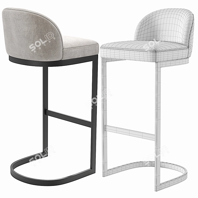 RH 1960S Rome Velvet Bar Stool 3D model image 4