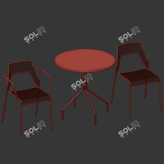 Modern Mesh Table Chair Render 3D model image 3