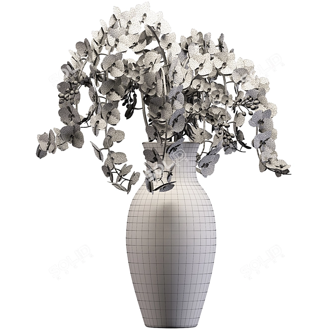 Elegant Orchid Bouquet with Vase 3D model image 4