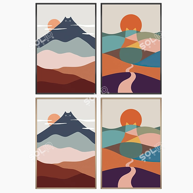 Art Prints Set with Frames 3D model image 2