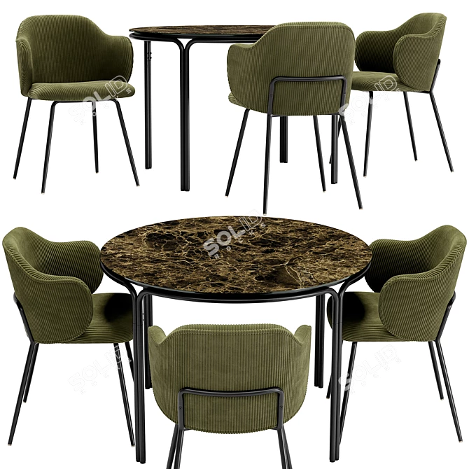 Suanna Velvet Chair & Chici Table 3D model image 1