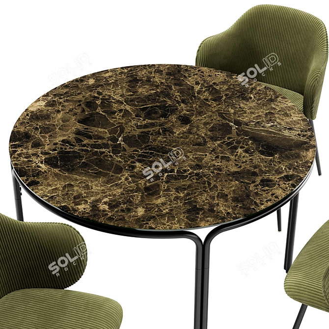 Suanna Velvet Chair & Chici Table 3D model image 2