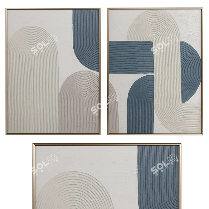 Modern Abstract Painting Set 3D model image 1