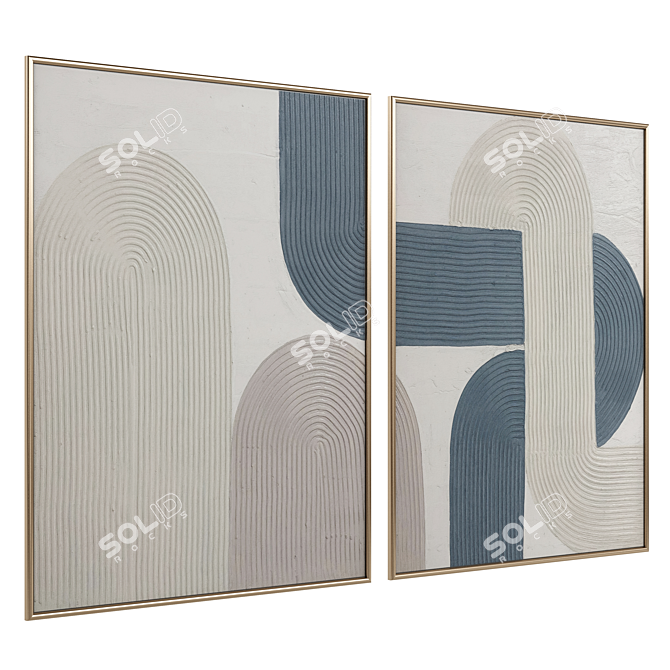 Modern Abstract Painting Set 3D model image 2