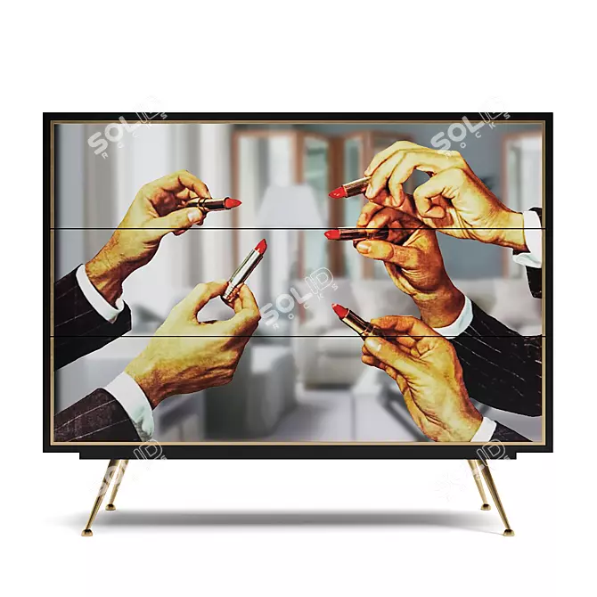 Contemporary Seletti Lipstick Black Chest 3D model image 1