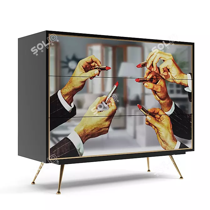 Contemporary Seletti Lipstick Black Chest 3D model image 2