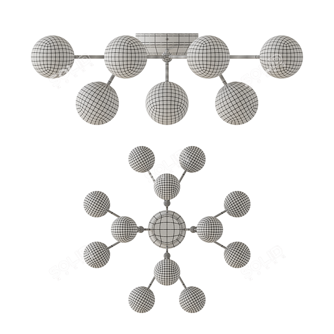 Elegant Glass Globe Ceiling Chandelier 3D model image 3