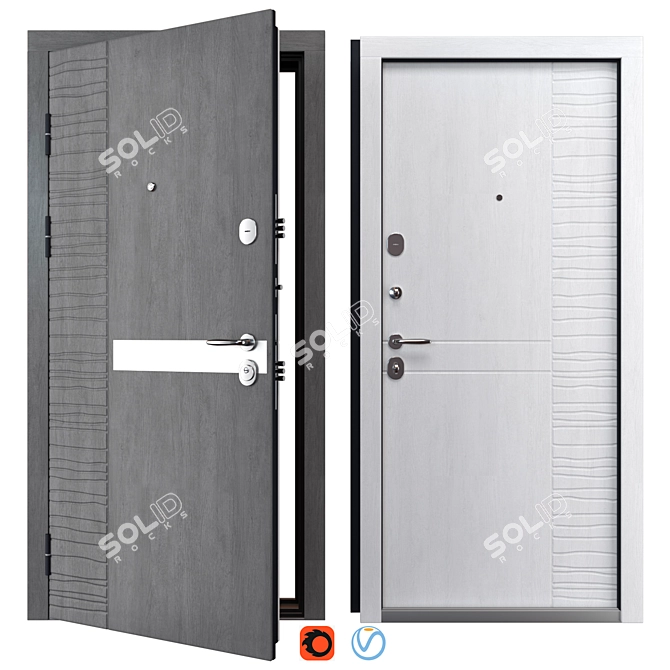 Elegant Della Metal Entry Door 3D model image 1