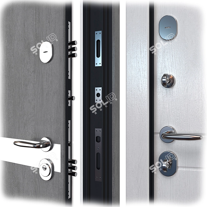 Elegant Della Metal Entry Door 3D model image 2