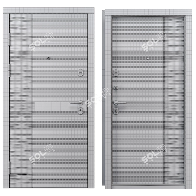 Elegant Della Metal Entry Door 3D model image 4