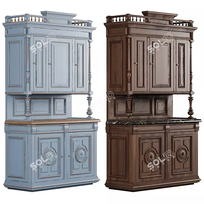 Italian Carved Wooden Cupboard 3D model image 3