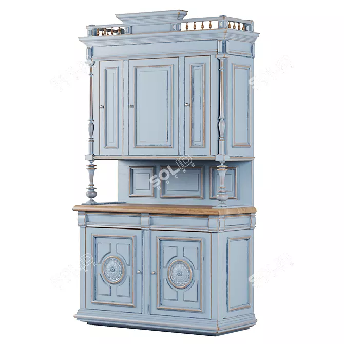 Italian Carved Wooden Cupboard 3D model image 6