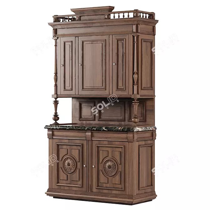 Italian Carved Wooden Cupboard 3D model image 7