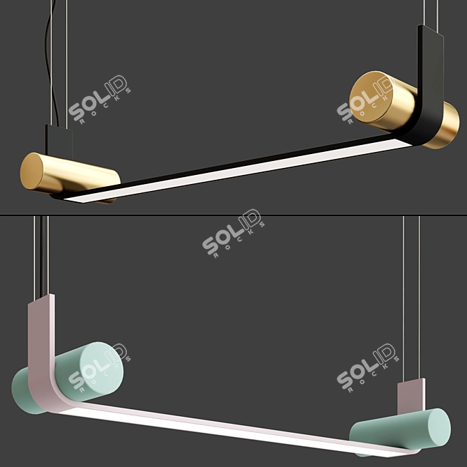 Modern Linear Pendant Light Fixture 3D model image 3