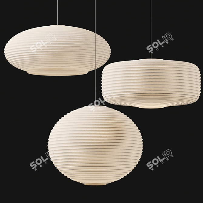 Sansho Paper Pendant Lights: Elegant and Minimal 3D model image 2