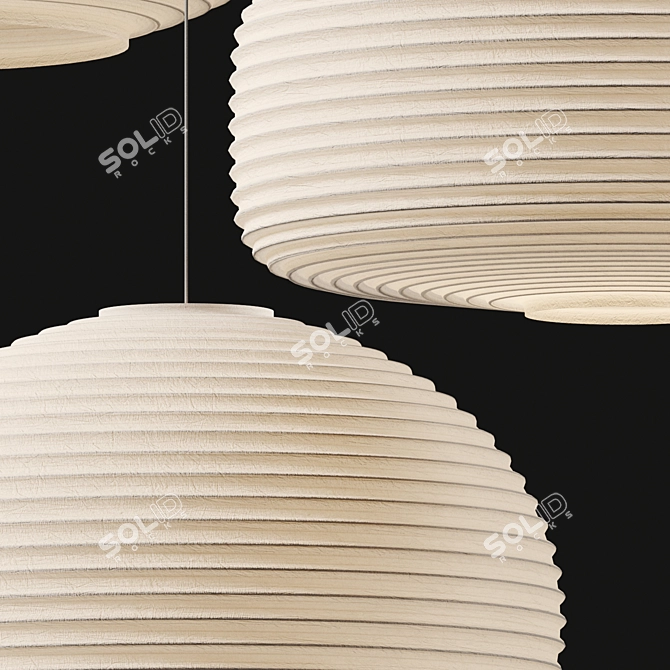 Sansho Paper Pendant Lights: Elegant and Minimal 3D model image 3