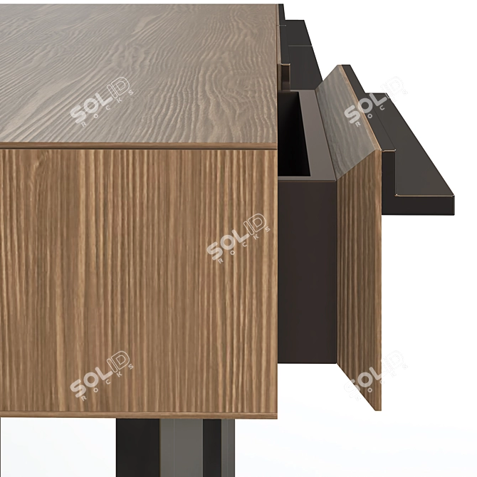 Walnut Canaletto Console, Metal Legs 3D model image 4