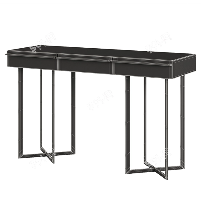 Walnut Canaletto Console, Metal Legs 3D model image 5