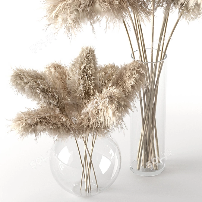 Dried Pampas Grass Vase Set 3D model image 6