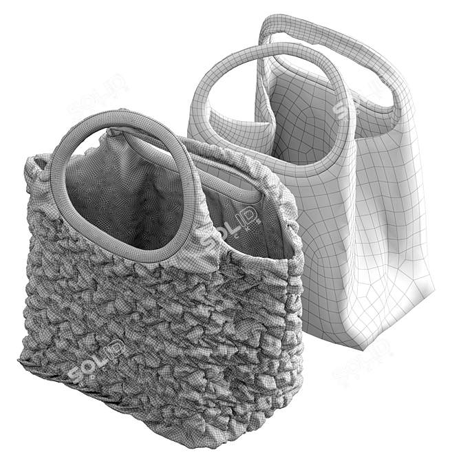 Colorful Fabric Handbags Set 3D model image 4