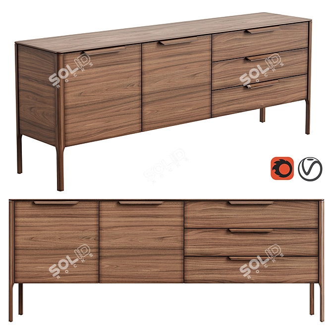 MODIS Interiors Oak Console 3D model image 1