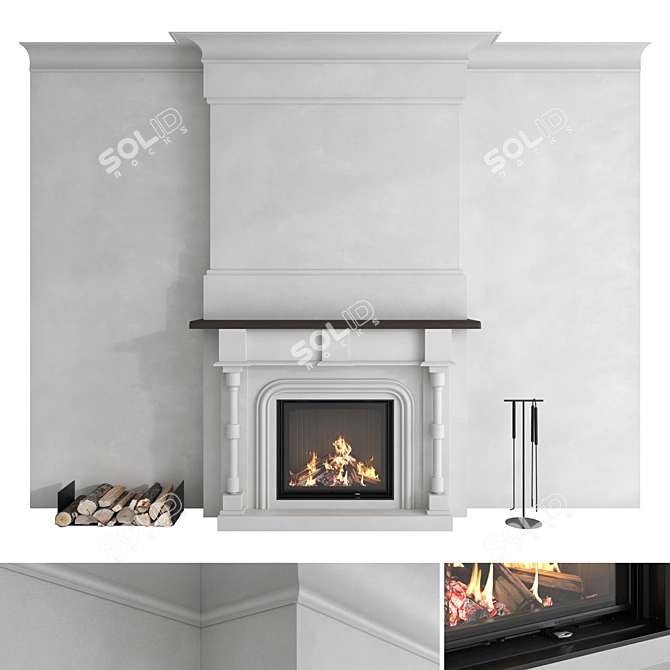 Impression 2G L Fireplace Wall 3D model image 1