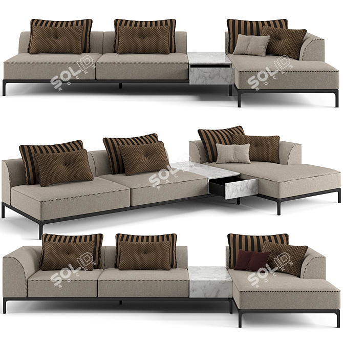 Luxury Fendi Casa Five Sofa 3D model image 1