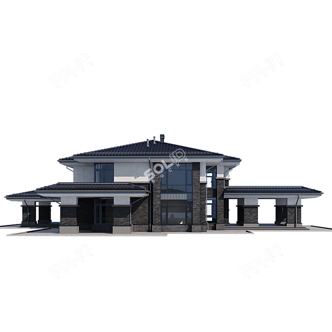 Modern Individual Manor House 3D model image 3