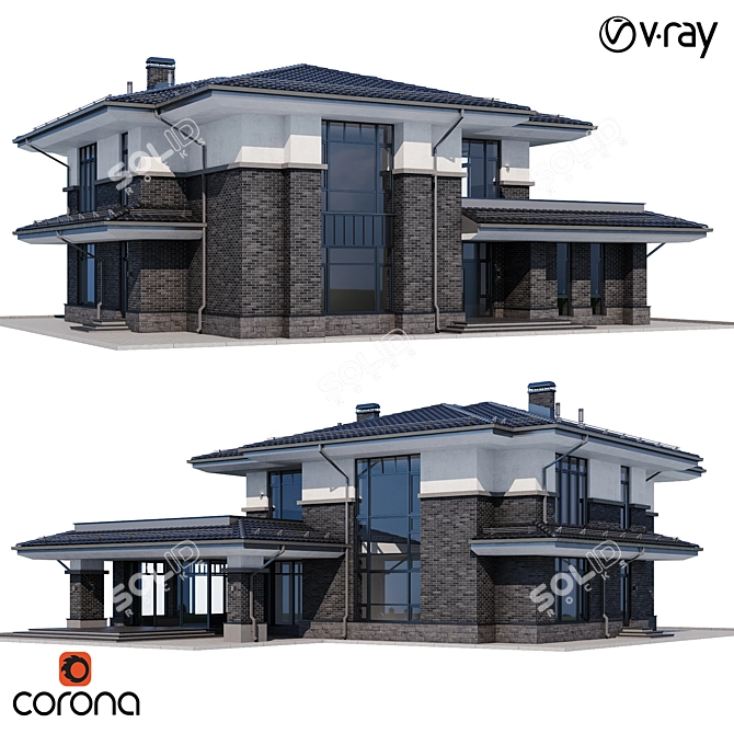 Modern Mansion Model 3D Ready 3D model image 1