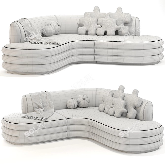 Contemporary Modular Dune Sectional Sofa 3D model image 4