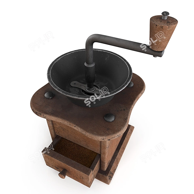 Antique Hand Crank Coffee Grinder 3D model image 2