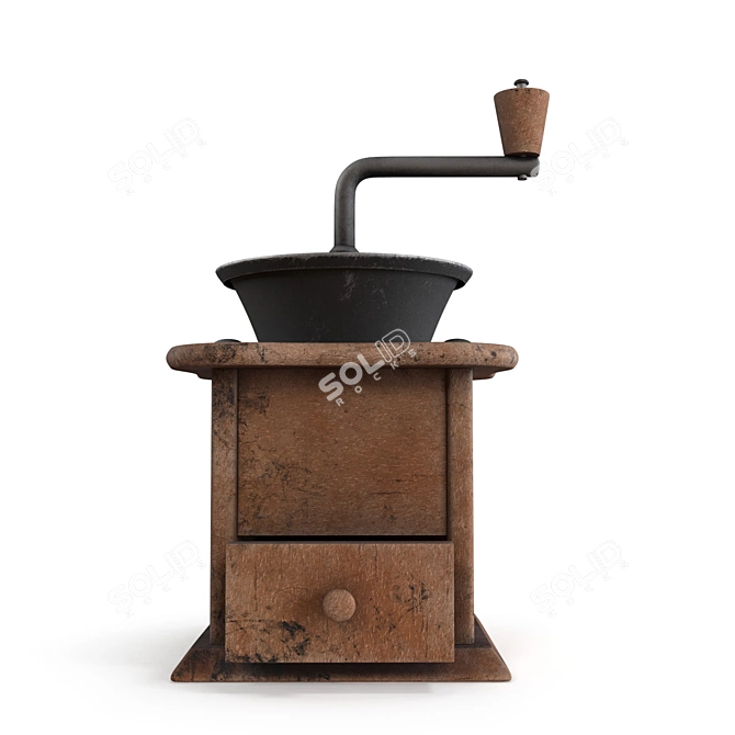 Antique Hand Crank Coffee Grinder 3D model image 3