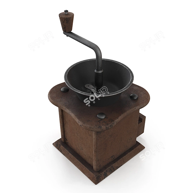 Antique Hand Crank Coffee Grinder 3D model image 4