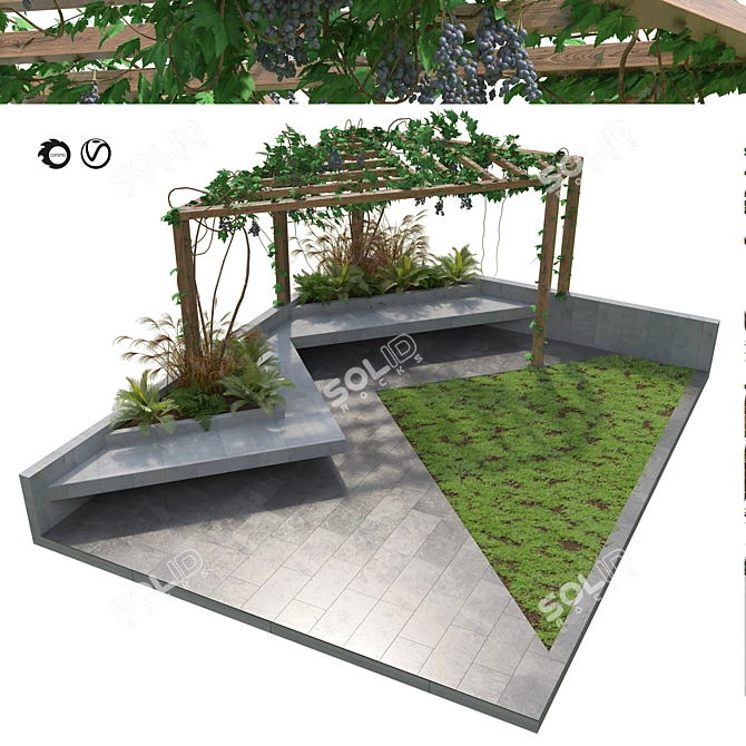 Vine Pergola Garden 3D Model 3D model image 1