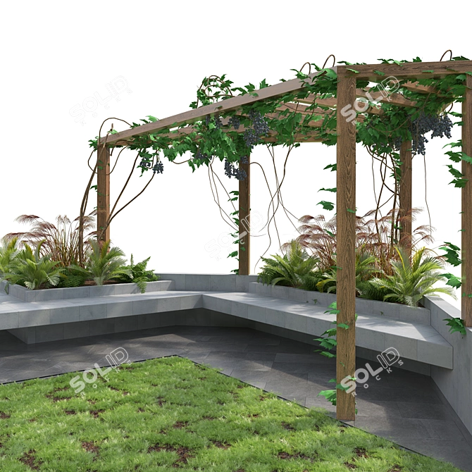 Vine Pergola Garden 3D Model 3D model image 3