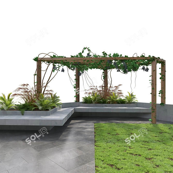 Vine Pergola Garden 3D Model 3D model image 4