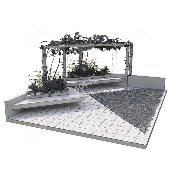 Vine Pergola Garden 3D Model 3D model image 5