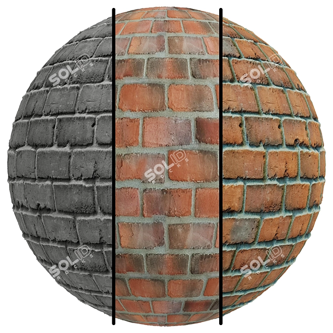 Antique Wall Brick Veneer Set 3D model image 6