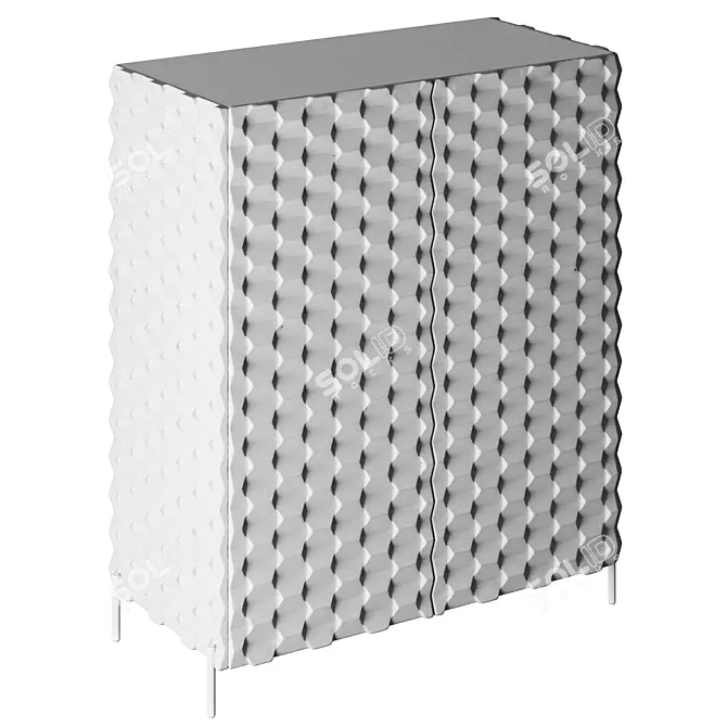 Intricately Carved Black Bar Cabinet 3D model image 3