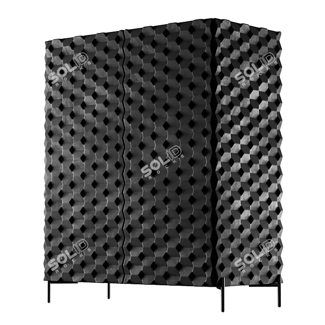 Intricately Carved Black Bar Cabinet 3D model image 4