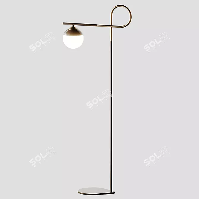 Modern Iron LED Floor Lamp 3D model image 2