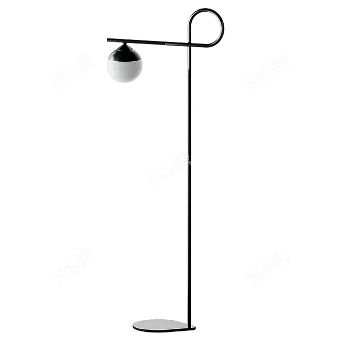 Modern Iron LED Floor Lamp 3D model image 3