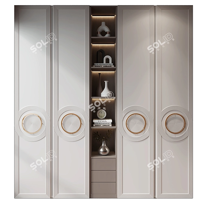 Custom Wardrobe Composition with Decor 3D model image 3