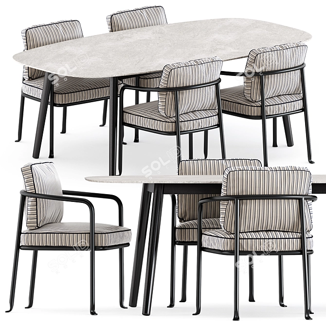 Modern Elegance Set: Borea Chair & Ellisse Table 3D model image 1