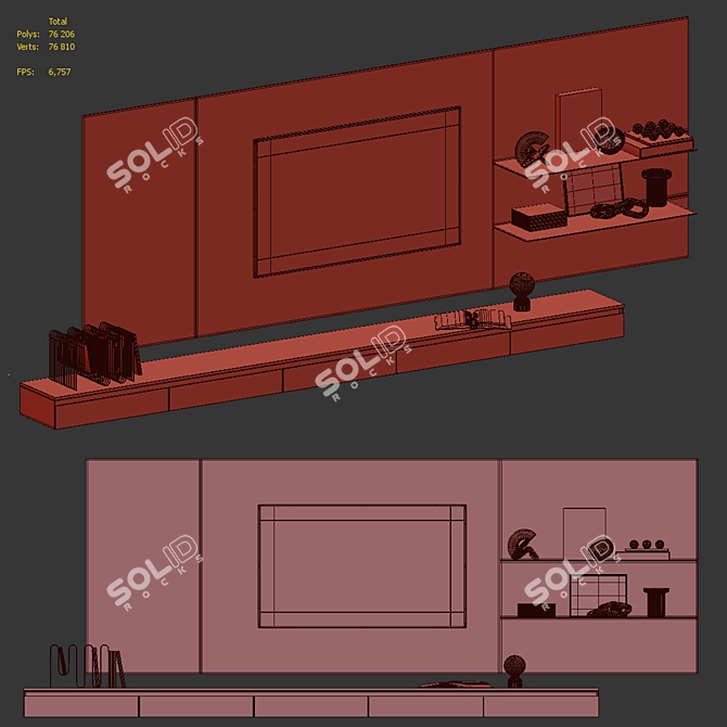 Title: Glowe TV Wall Zone 3D model image 6