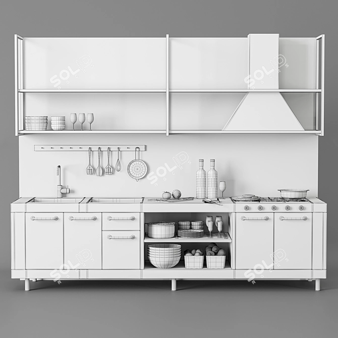 Sleek Restaurant Kitchen 3D Model 3D model image 6