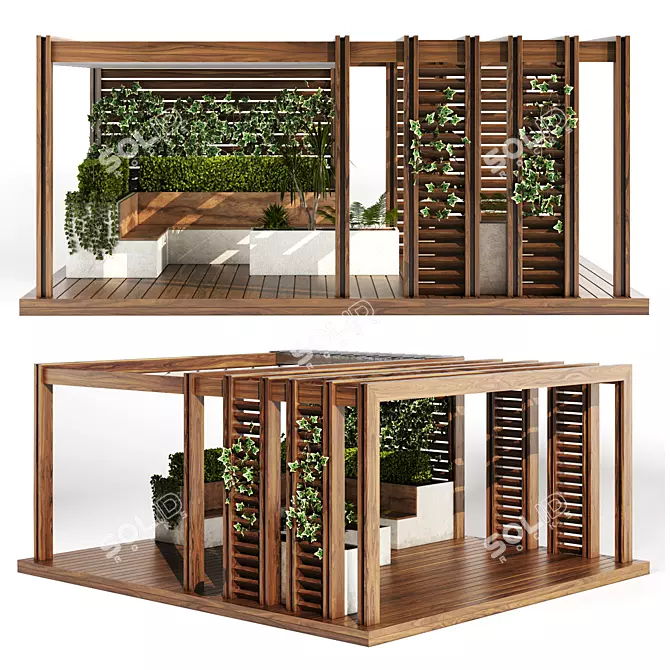 Outdoor Pergola Living Space 3D model image 2